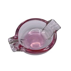 Pink Vintage Iridescent Ash Tray Round Small 4x5”